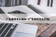 广东麻将怎么抽水（广东麻将怎么打钱）