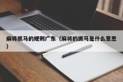麻将抓马的规则广东（麻将的抓马是什么意思）