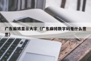 广东麻将显示大字（广东麻将数字码是什么意思）
