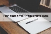 正宗广东麻将去广告（广东麻将技巧视频讲解）