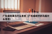 广东麻将赛马什么意思（广东麻将中的马是什么意思）